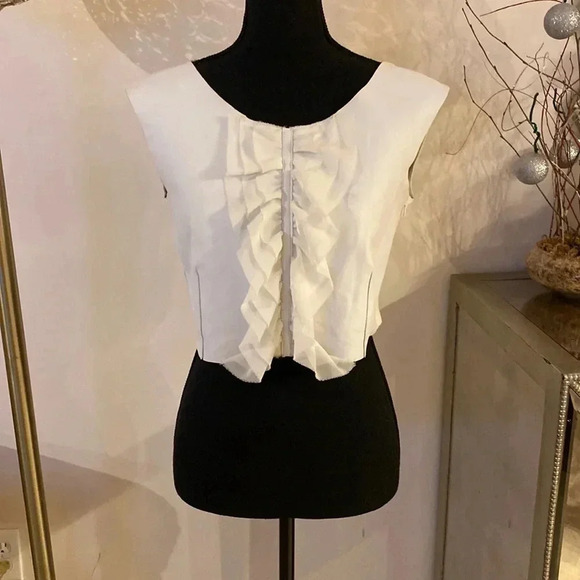 Tenax made in Italy 🇮🇹 leather front cropped top size 42 - Picture 1 of 8